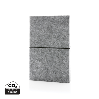 GRS CERTIFIED RECYCLED FELT A5 SOFTCOVER NOTE BOOK in Grey.