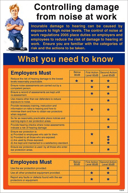 Controlling damage from noise at work poster