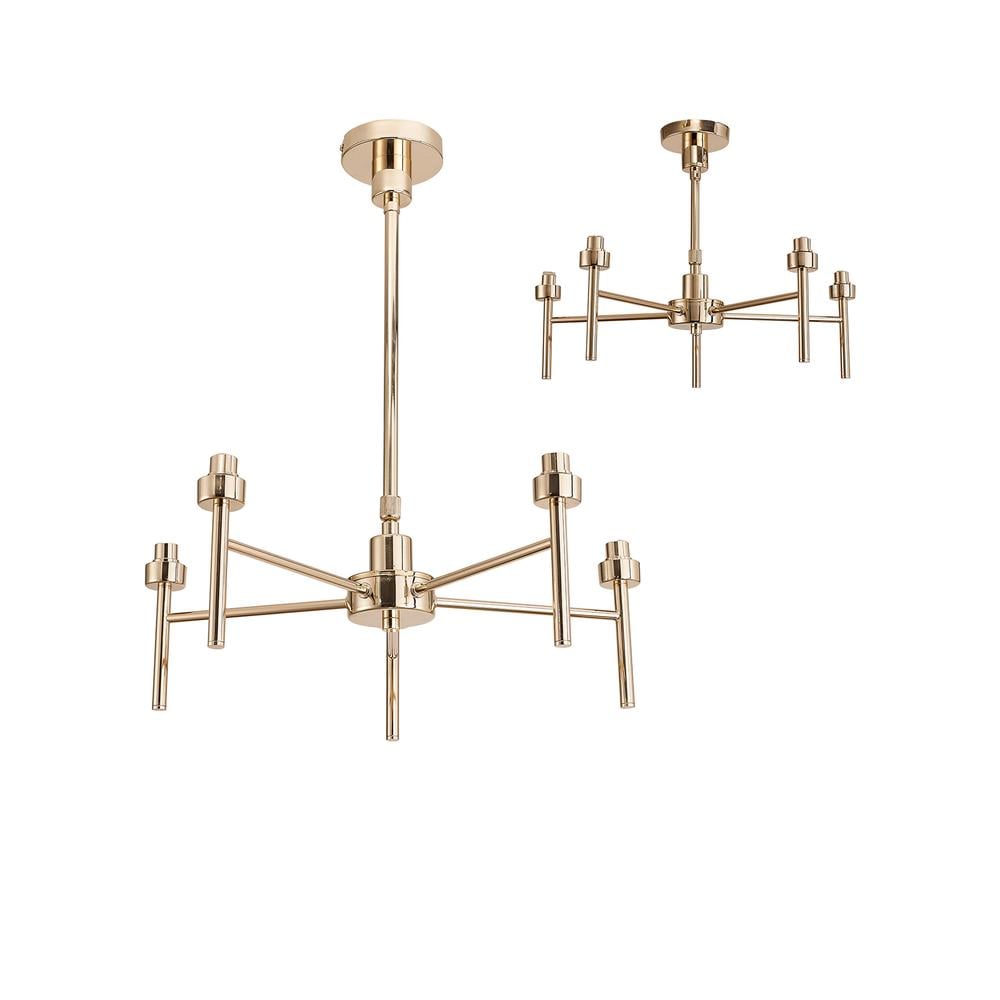 Luxuria Apex 50cm French Gold 5 Light G9 Universal Telescopic/Semi Flush