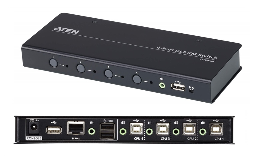 CS724KM - Aten - 4 port USB Boundless KM Switch (Cables included) for bypass video Desktop KVM