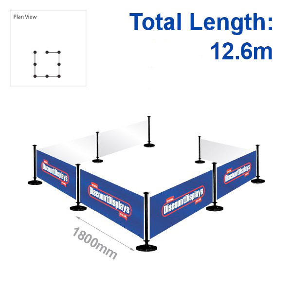 Black 12.6m Standard Cafe Barrier Kit