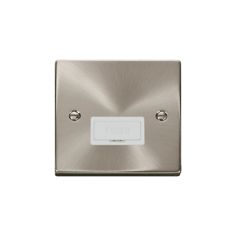 Click Deco 13A Fused Connection Unit Satin Chrome Insert White