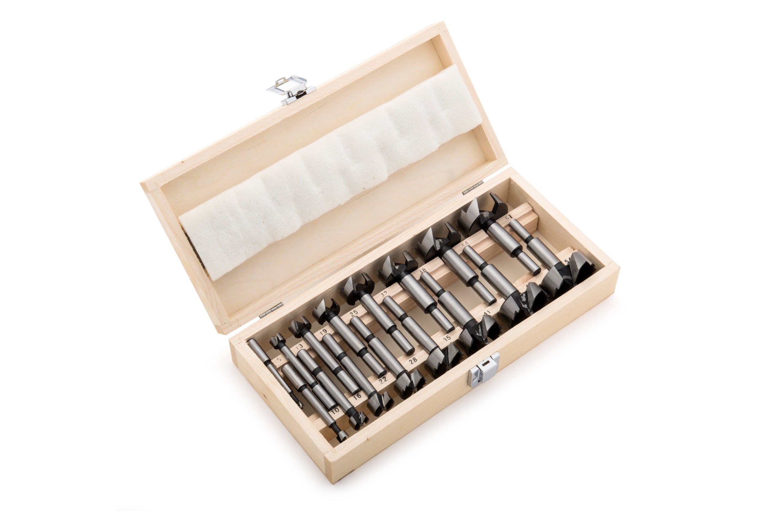 Planet 16 Piece Short Series Forstner Bit Set. 6, 10, 12, 16, 20, 22, 25, 28, 32, 35, 38, 41, 45, 48, 51 & 54mm in Wood Box