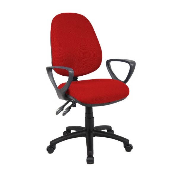 Vantage 100 Fabric Operators Chair with Fixed Arms - Burgundy