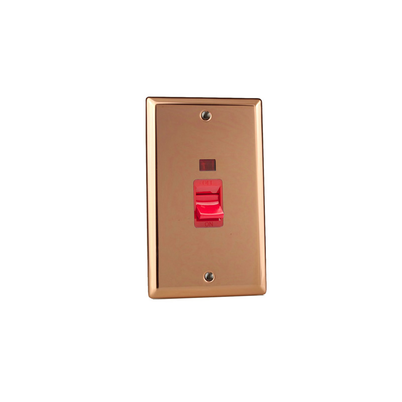Varilight Urban 45A Cooker Red Rocker Switch with Neon Polished Copper (Standard Plate)
