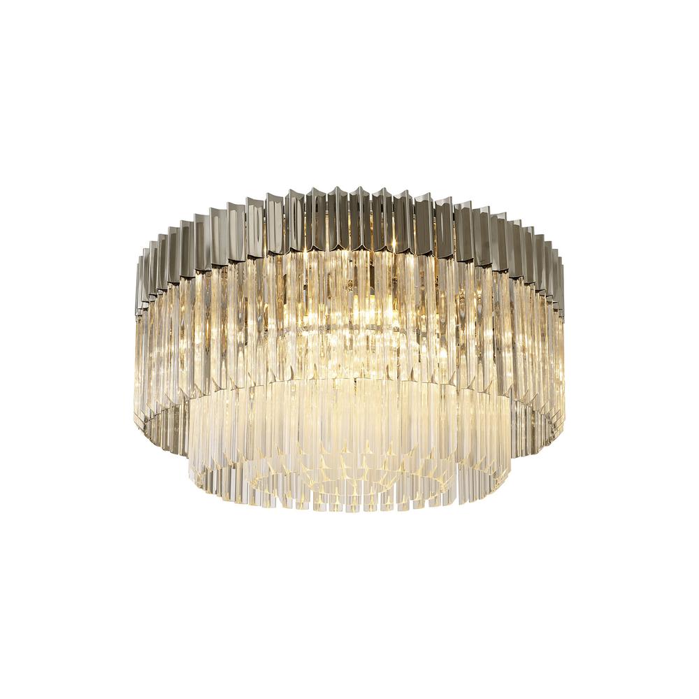 Luxuria Osiris 80cm Ceiling Round 12 Light E14 Polished Nickel/Clear Sculpted Glass