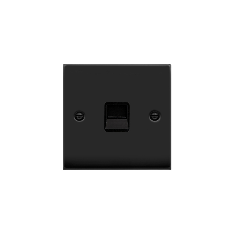 Click Deco Single Telephone Socket Outlet Master Matt Black Insert Black