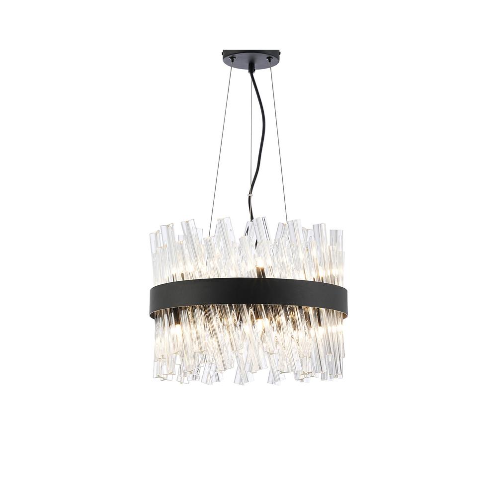 Luxuria Sylph 40cm 10 Light G9 Pendant Round Satin Black / Clear