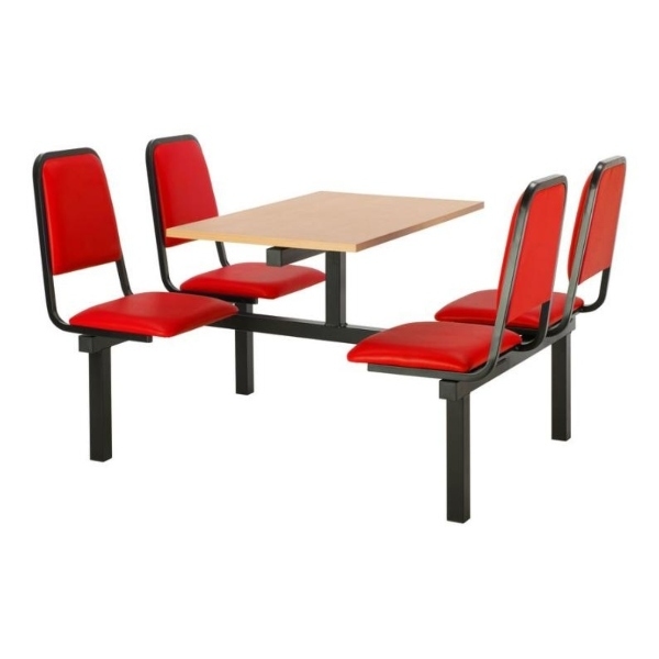 CU92 - 4-Seater Chester Canteen Unit - 2 Way Access, Red, Beech