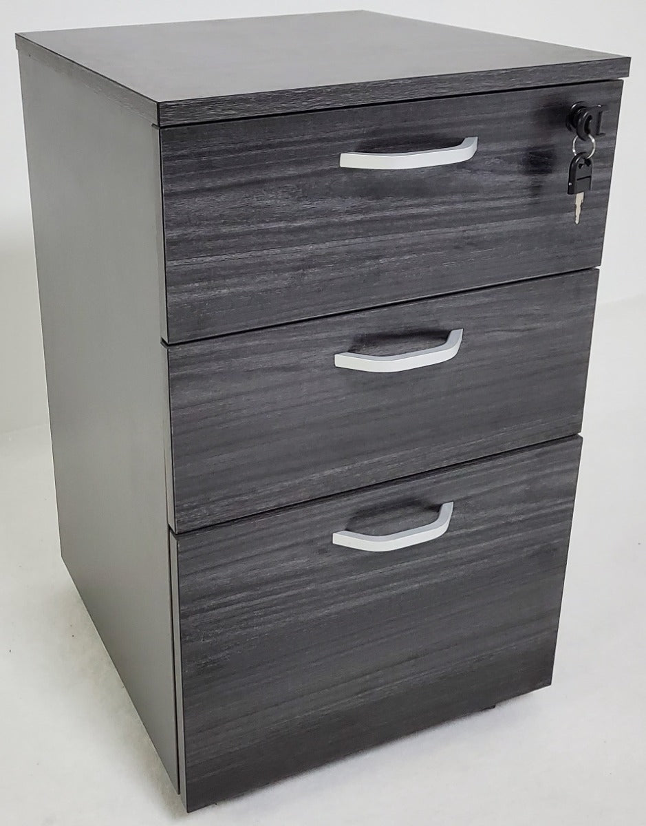 Modern Grey Oak Three Drawer Pedestal with Lock - LX-S0604 UK