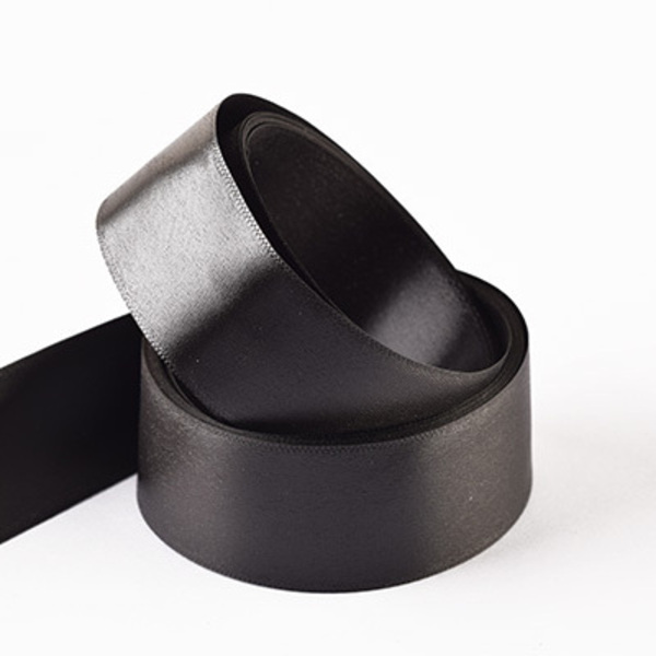 5946PR2/25mm Black (76mmc 200 Metre)-100% Recycled Polyester Double Sided Woven Edge Ribbon