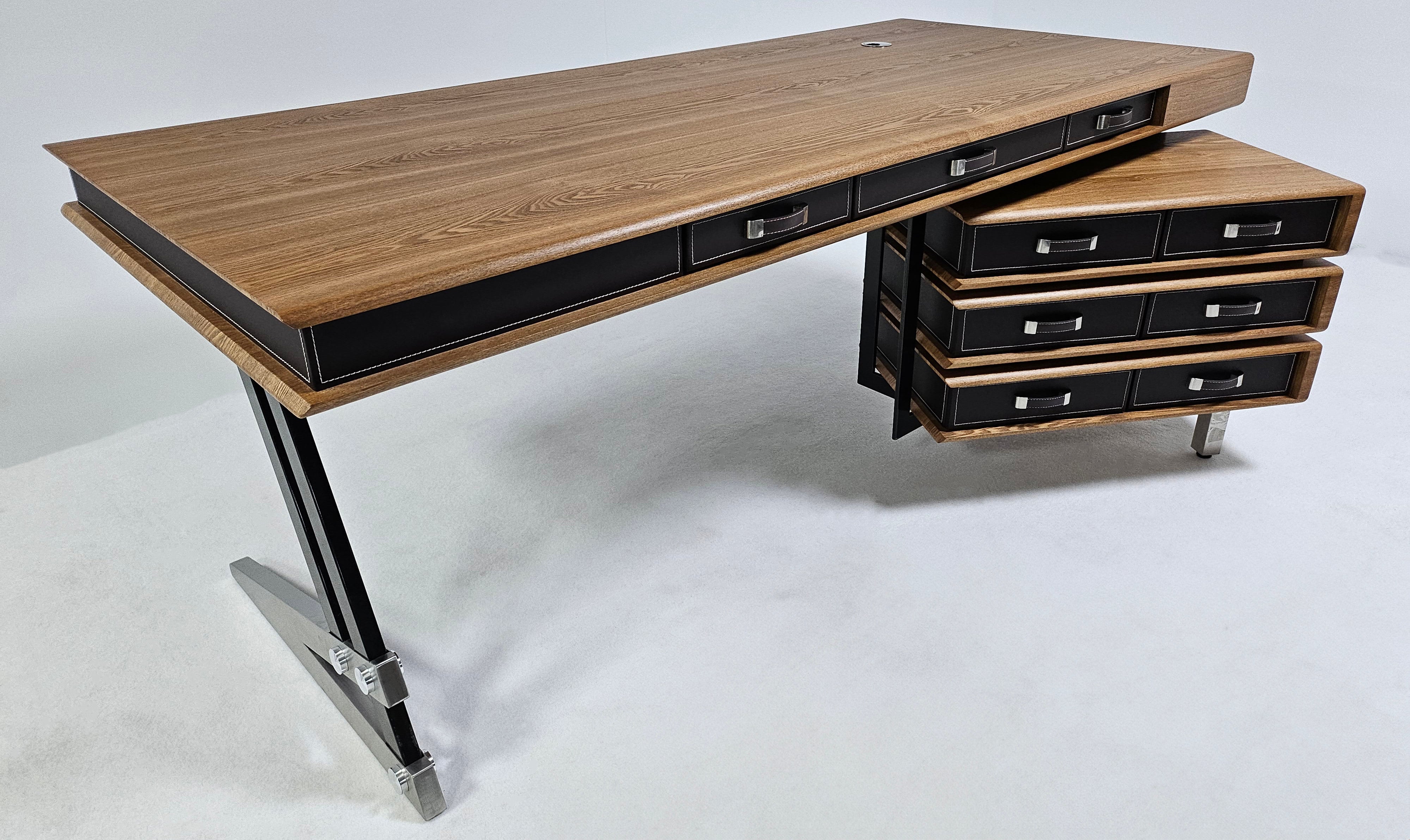 Specialising In Solid Oak Veneer Executive Office Desk with Built in Storage - 2000mm - CR-Designer UK