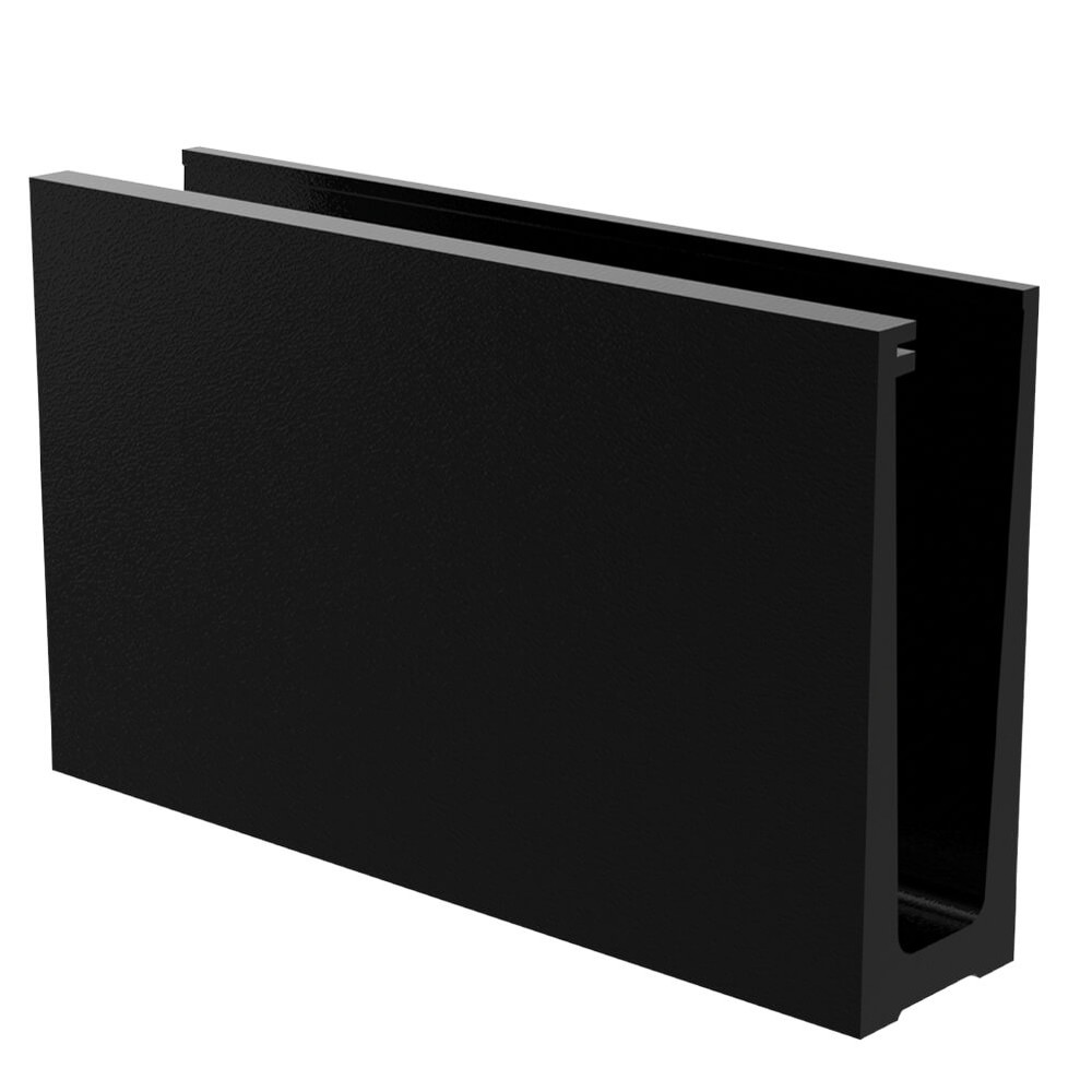 2.5m Aluminium Channel Slim-Loc Base Fix for 12 to 21.5mm Glass (PPC Black)