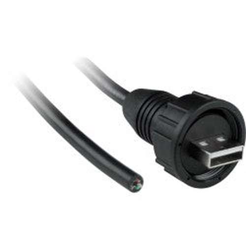 USB2-AM-WTP-1M - USB Type A Male Right Angle IP67 90 Degree Unterminated 1m Cable USB Type A Male -  Black