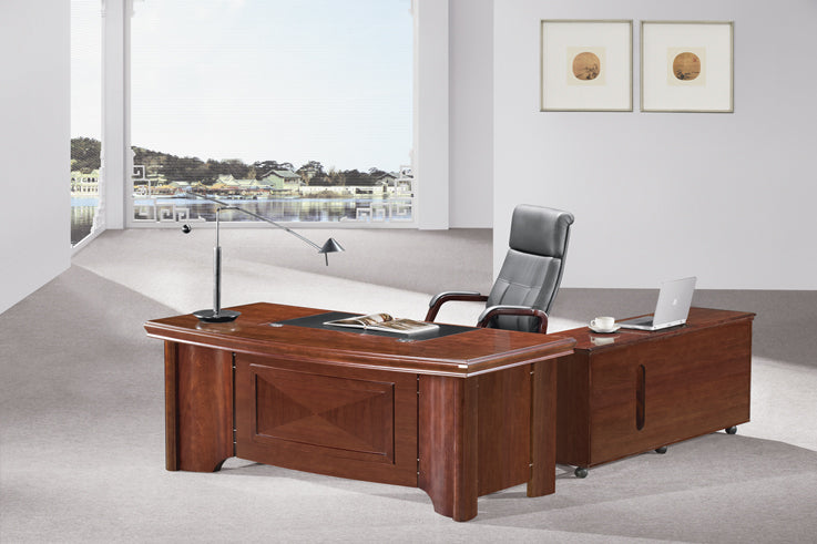 Providers Of Walnut Executive Curvy Office Desk with Pedestal and Return - DSK-70202U UK