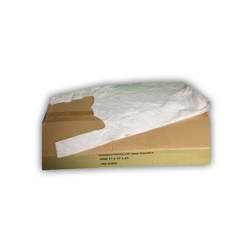 High Density White Carrier Bag - HDVC1117 cased 2000 For Restaurants