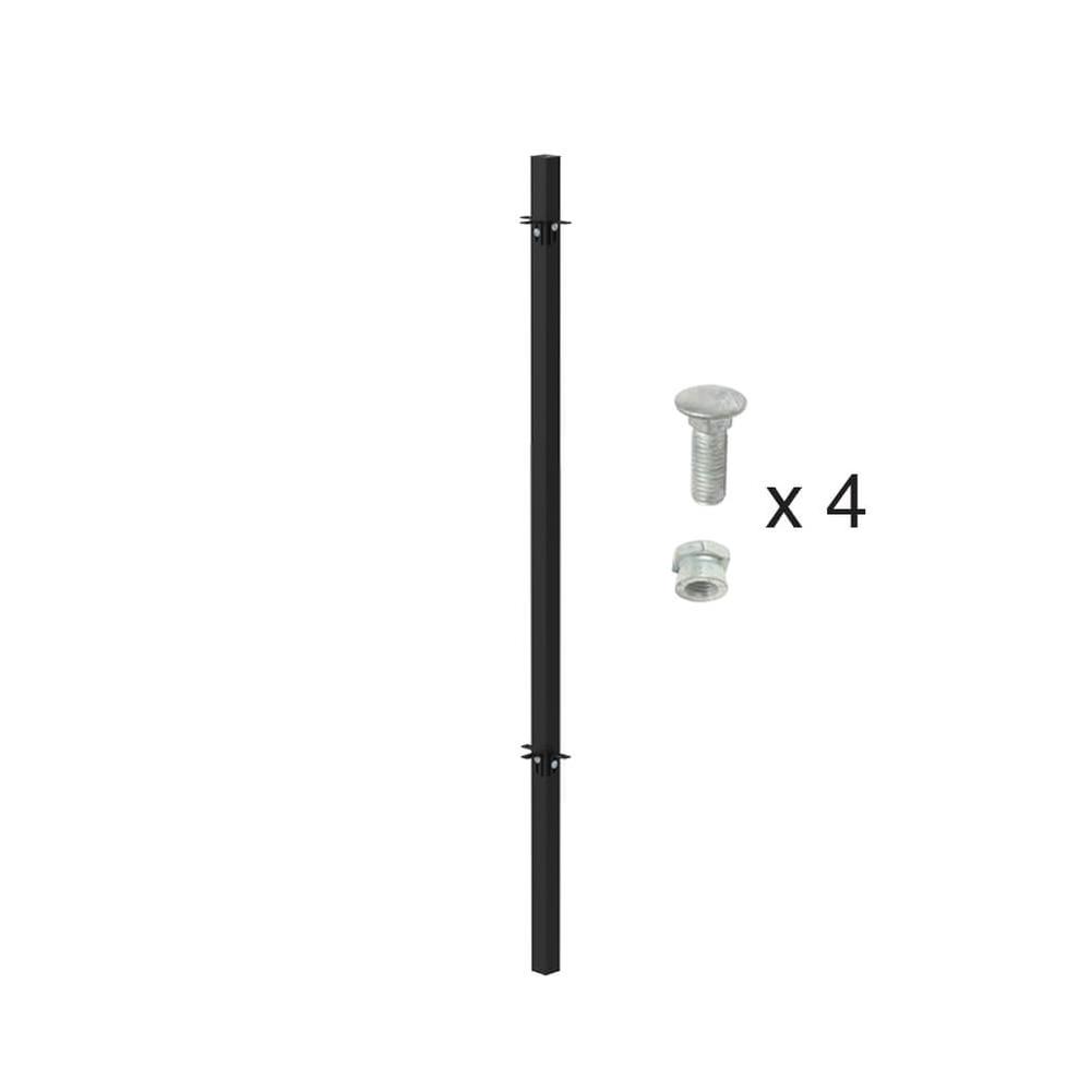 900mm High Concrete In 3-Way Post - Includes Cleats & Fittings - Black