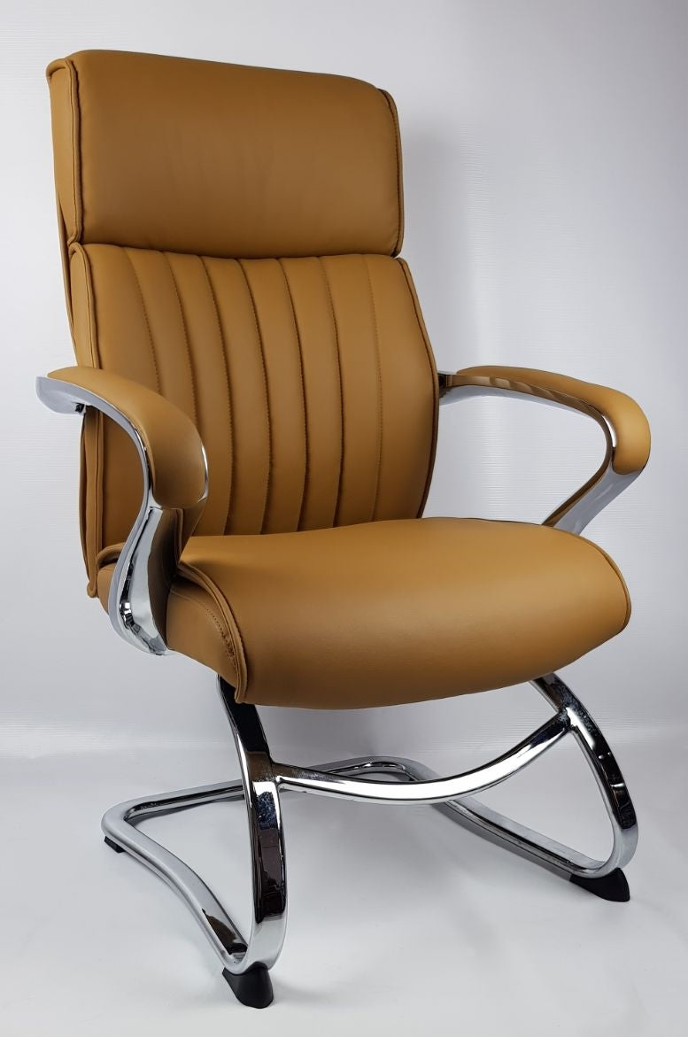 Beige Leather Executive Visitors Chair - CHA-03C UK