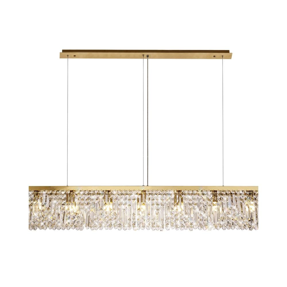 Luxuria Illumia 138x9cm Linear Pendant Chandelier 7 Light E14 Gold/Crystal