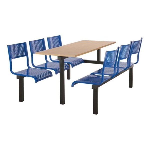 CU93 - 6-Seater Barrett Canteen Unit - 1 Way Access, Blue, Beech