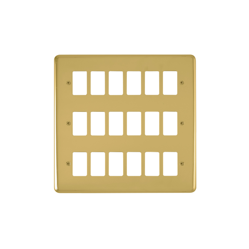 Click Deco Plus 18 Gang GridPro Frontplate Polished Brass