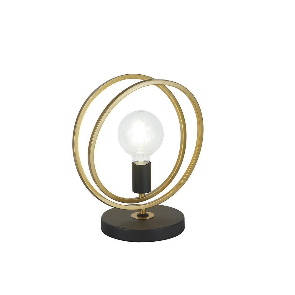 Luxuria Nook Double Ring Table Lamp 1 Light E27 Matt Black / Painted Gold