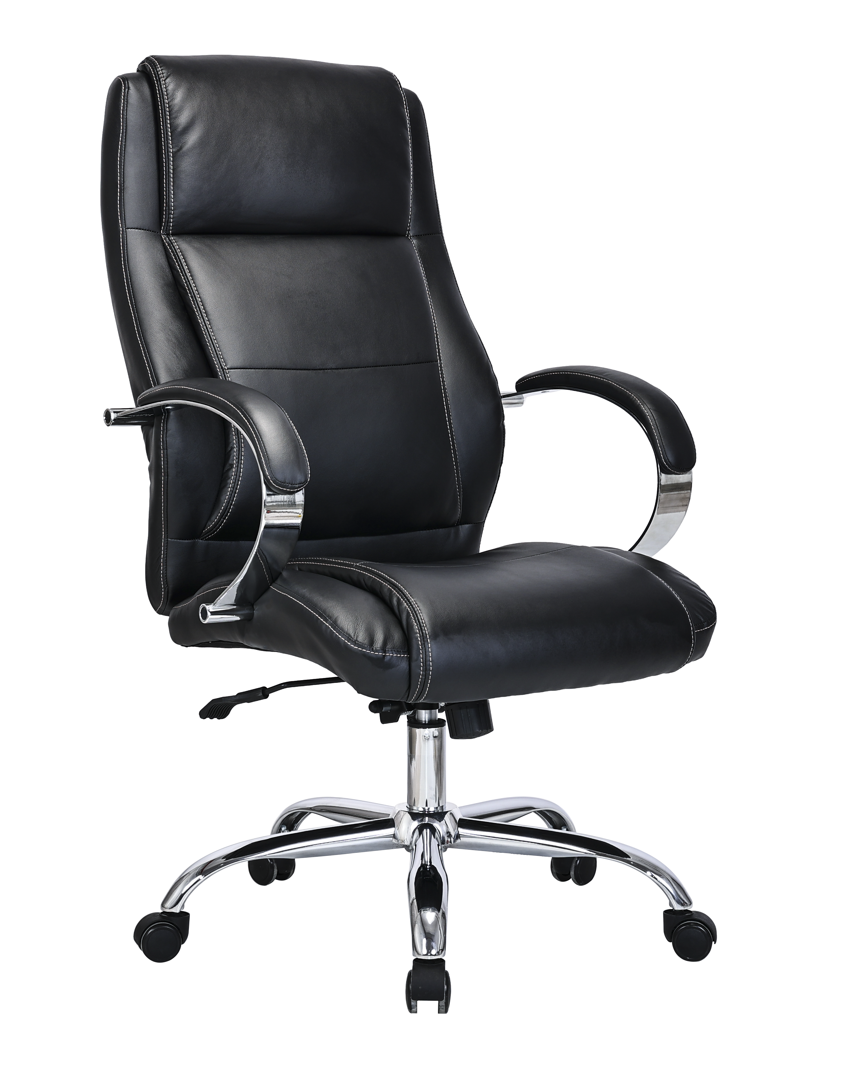 Suppliers Of Modern Black Leather High Back Executive Office Chair with Chrome Arms - 2010E North Yourkshire