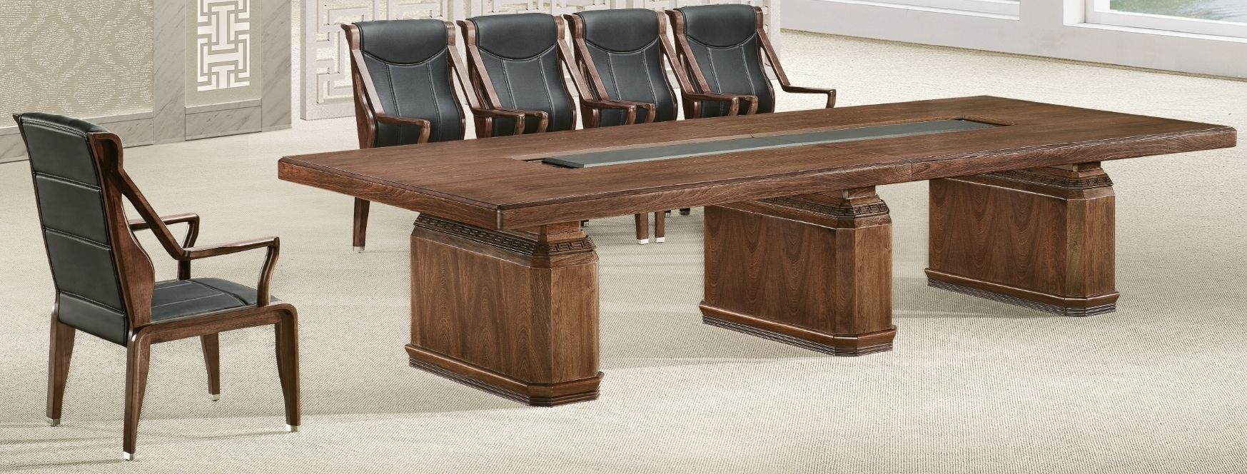 Specialising In Traditional Boardroom Meeting Table in Real Wood Veneer Finish - 3000mm to 4000mm - KT4J38 UK