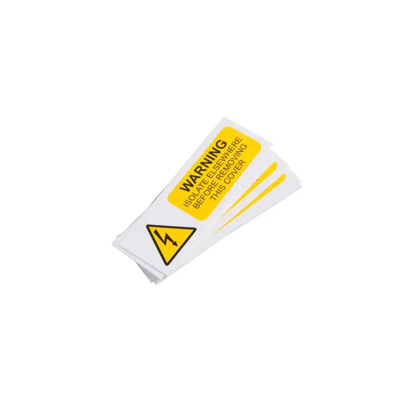 Industrial Signs Warning Isolate Elsewhere Label 75mm x 25mm (Pack of 10)
