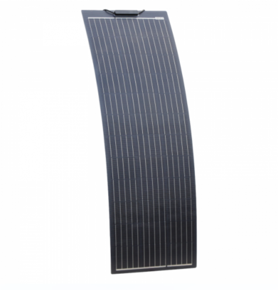 130W Black Reinforced Narrow Semi-Flexible Solar Panel With A Durable Etfe Coating
