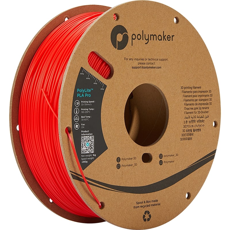 PolyMaker PolyLite PLA Pro 1.75mm Red 3D printer filament 1Kg
