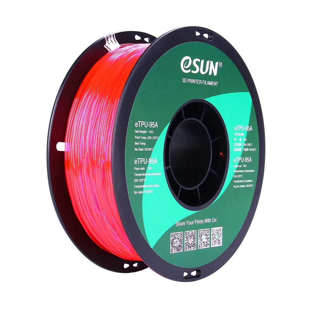 eSUN eTPU 95A Pink Transparent Clear 1.75mm Flexible 3D Printing filament 1Kg