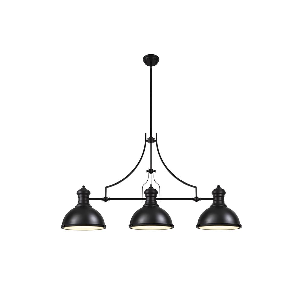 Luxuria Serena Linear Pendant Light 3xE27 Matt Black/Frosted Glass