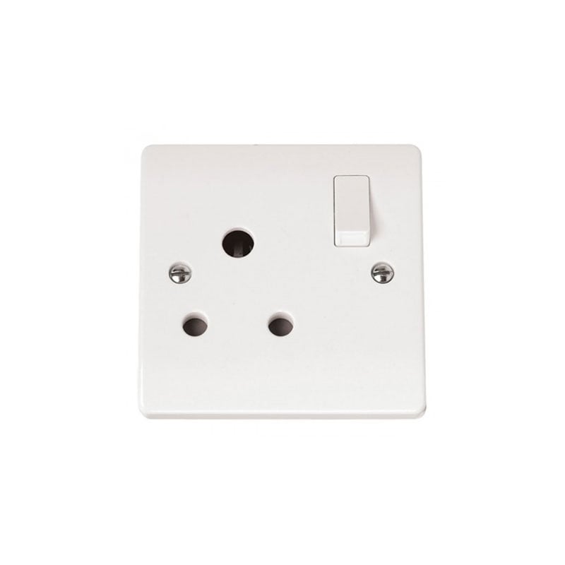 Click Switched Round Pin Socket 15A White PVC