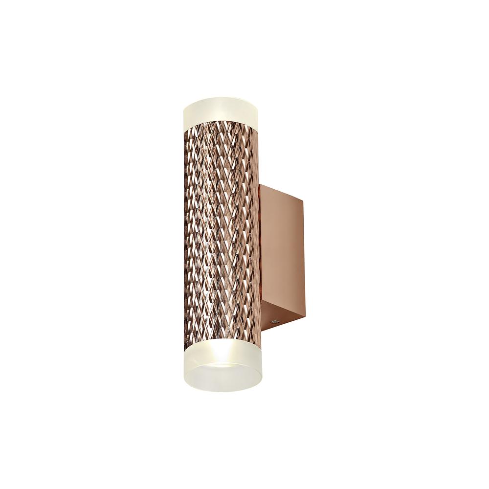 Luxuria Swirl 2 Light Wall Light GU10 Rose Gold/Acrylic Rings