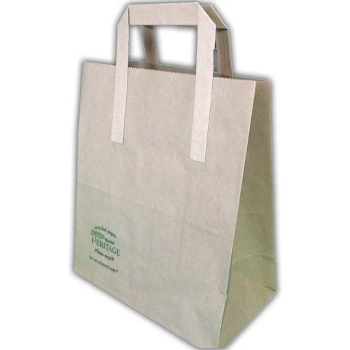 Small Kraft Block Bottom Bag (With Handles) - BBB35'' cased 250 For Catering Industry