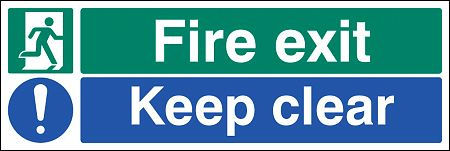Fire exit keep clear floor graphic 600x200mm