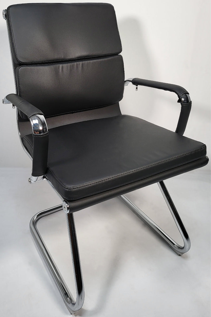 Black Leather Soft Padded with Chrome Visitor Chair - SZ-236 Near Me