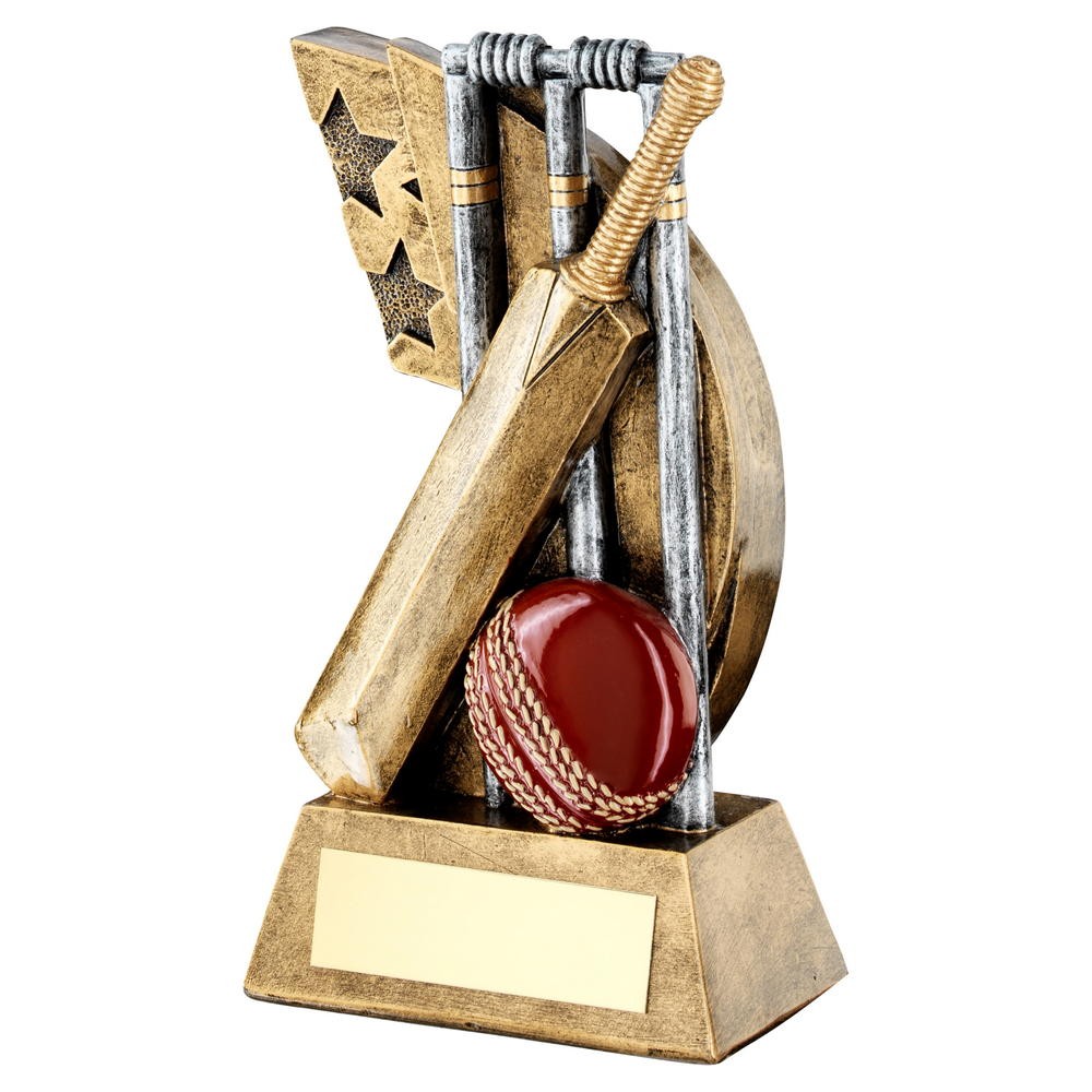 Red and Gold Cricket Bat and Ball Award - 3 Sizes