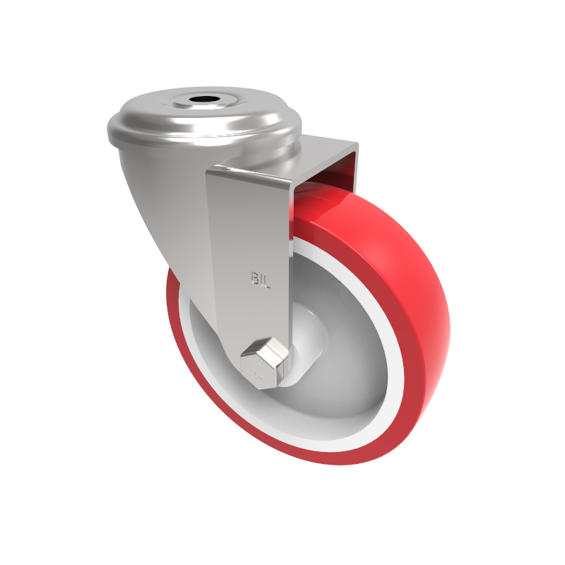 Polyurethane Nylon Bolt Hole Swivel Castor 125mm 300kg Load