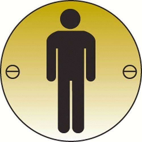 Gents symbol 76mm dia brass sign