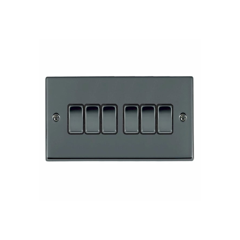 Hamilton Hartland 6 Gang 2 Way Rocker Switches Black Nickel