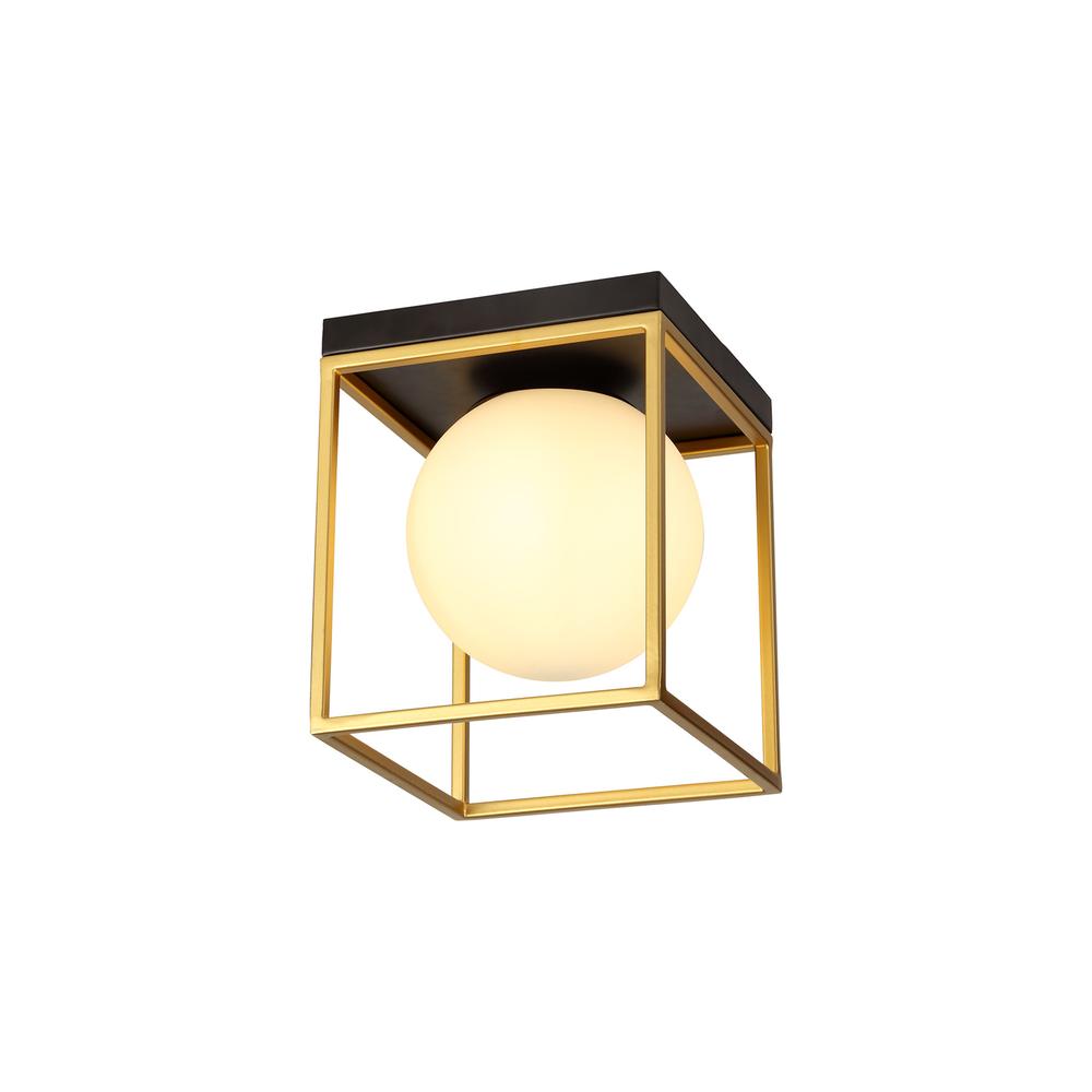 Luxuria Quasar Square Ceiling Flush 1 Light E14 Matt Black/Painted Gold