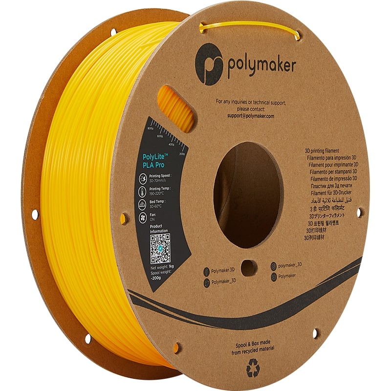 PolyMaker PolyLite PLA Pro 1.75mm Yellow 3D printer filament 1Kg