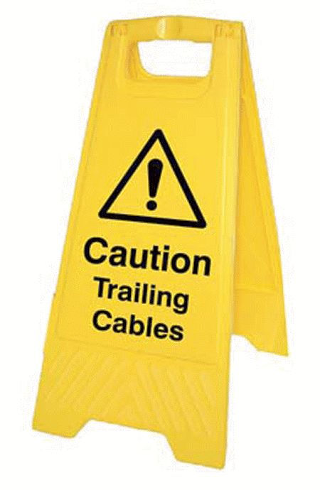 Caution trailing cables (free-standing floor sign)