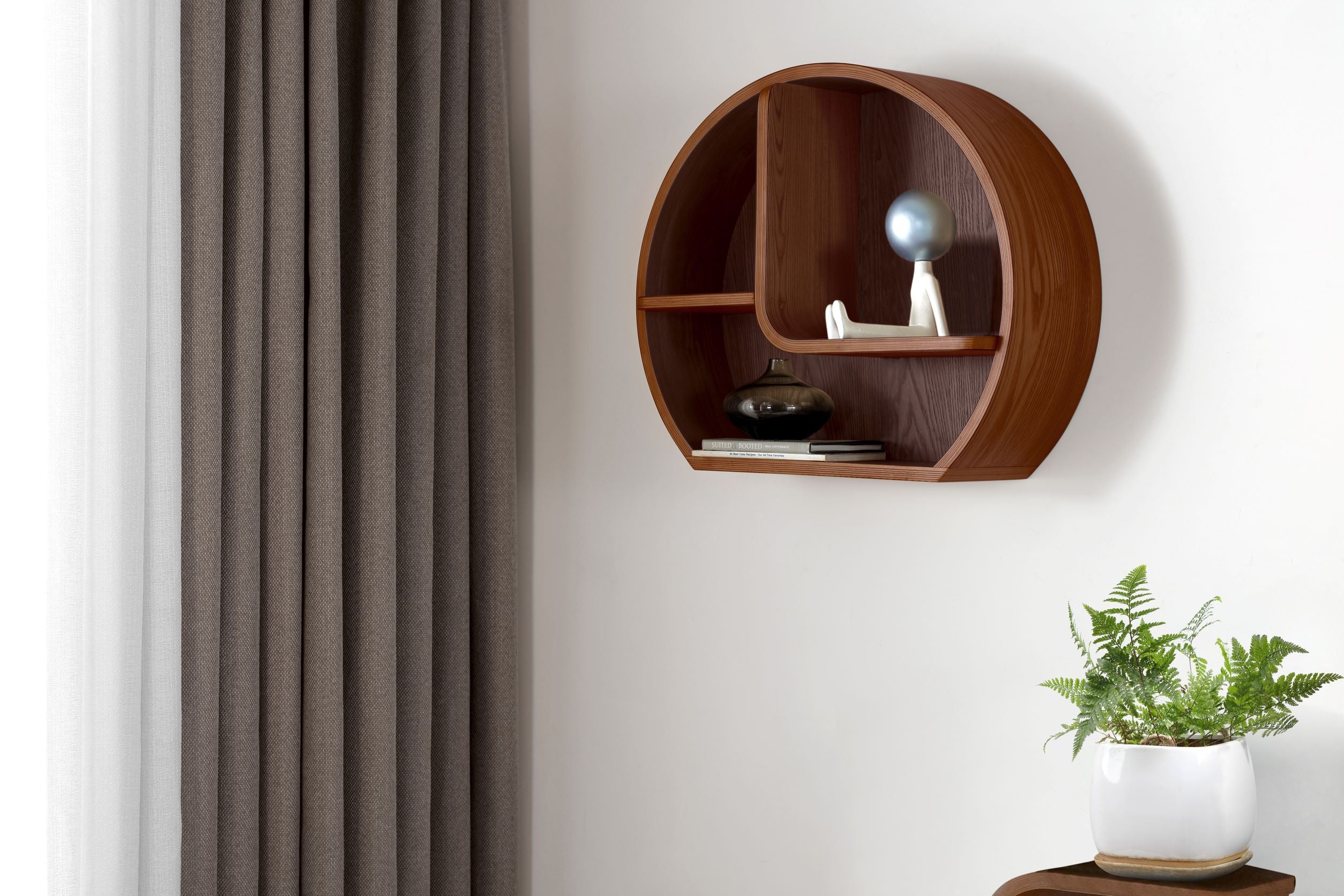 Specialising In Contemporary Open Wall Shelf in Walnut - 510mm - JF713 UK
