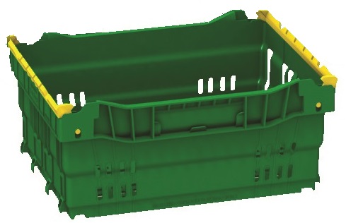600x400x300 Bale Arm Crate - Green - Solid For Supermarkets
