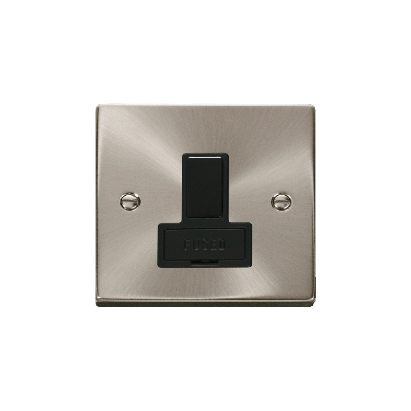 Click Deco 13A DP Switched Fused Connection Unit Satin Chrome Insert Black