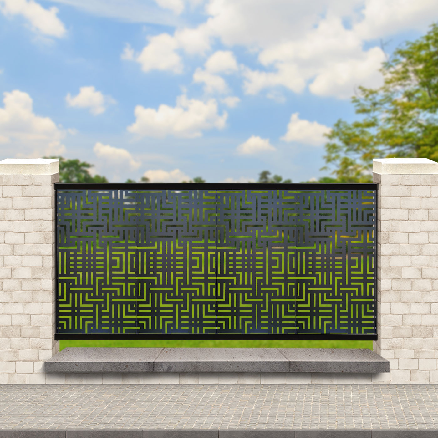 Black Labyrinth Garden Screens for Piers 