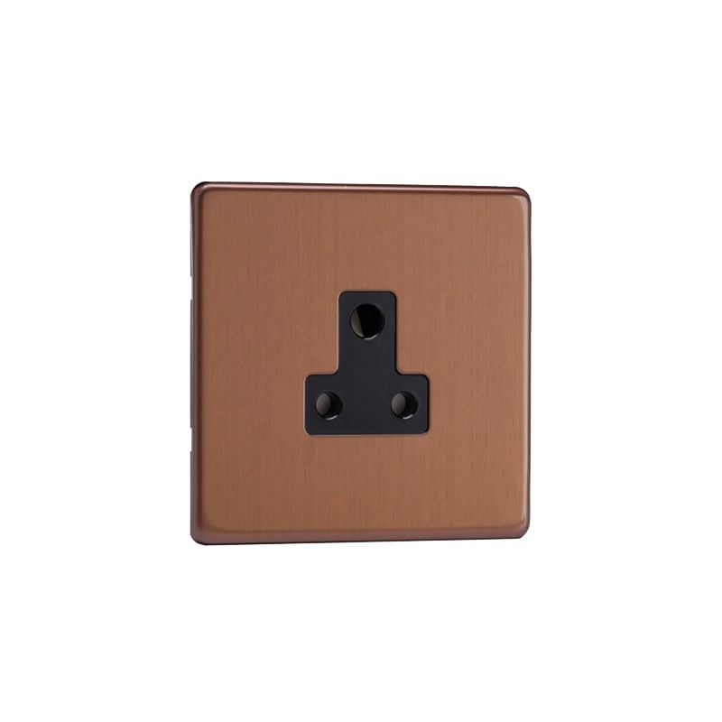 Varilight Urban 1G 5A Round Pin Socket Brushed Bronze Screw Less Plate